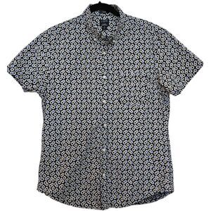 J Crew Shirt Mens Medium Hawaiian Button‎ Up Flex Washed All Over Print Floral
